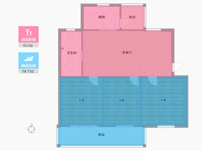 江苏省-南京市-利民路68号院-110.00-户型库-动静分区