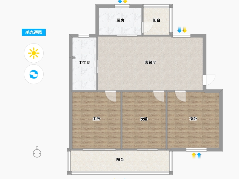 江苏省-南京市-利民路68号院-110.00-户型库-采光通风