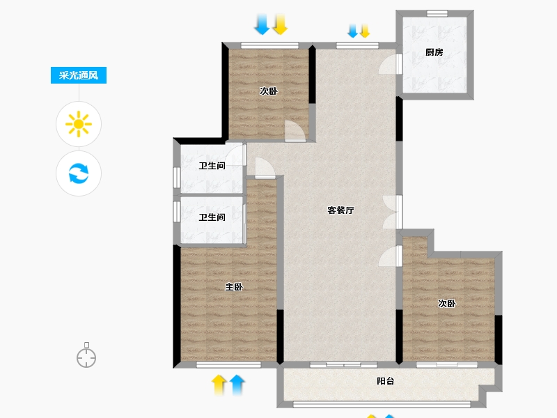 浙江省-杭州市-祥萃荣兴-127.84-户型库-采光通风