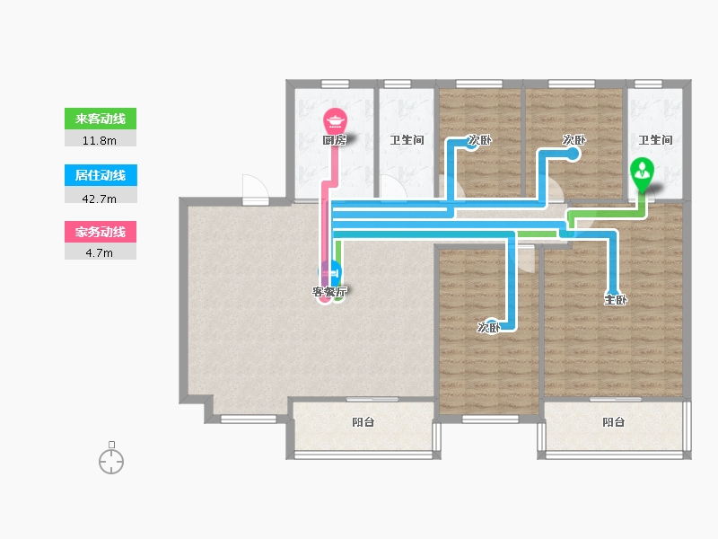 湖北省-黄石市-碧桂园三期桃源-122.40-户型库-动静线