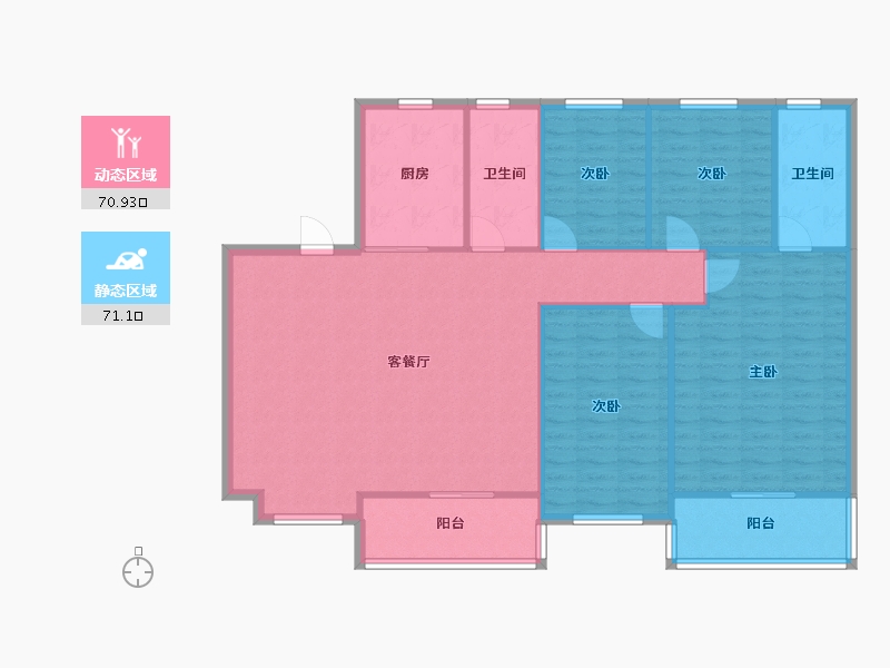 湖北省-黄石市-碧桂园三期桃源-122.40-户型库-动静分区