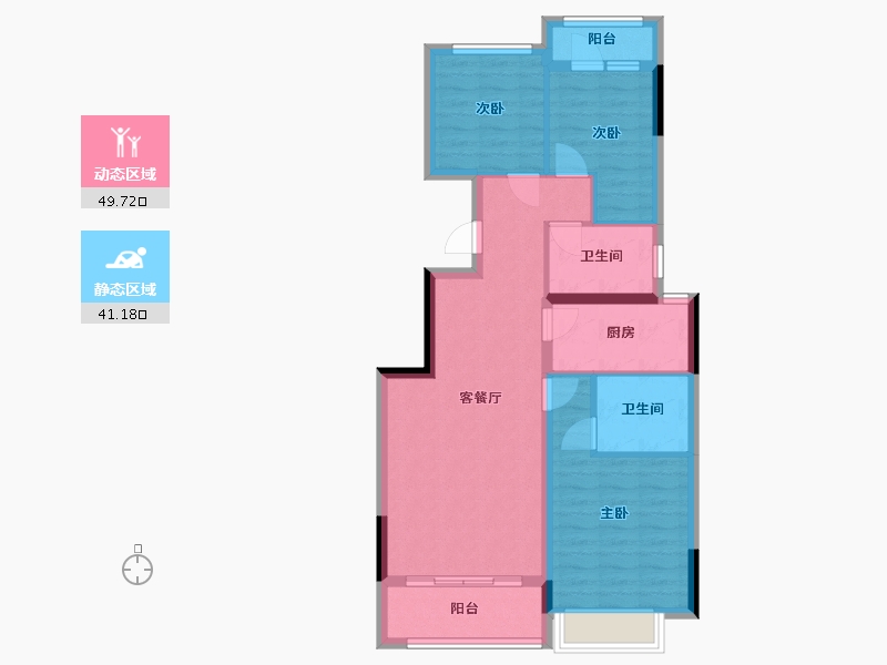 河南省-郑州市-恒大桃花源-89.00-户型库-动静分区