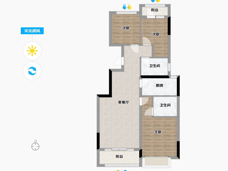 河南省-郑州市-恒大桃花源-89.00-户型库-采光通风