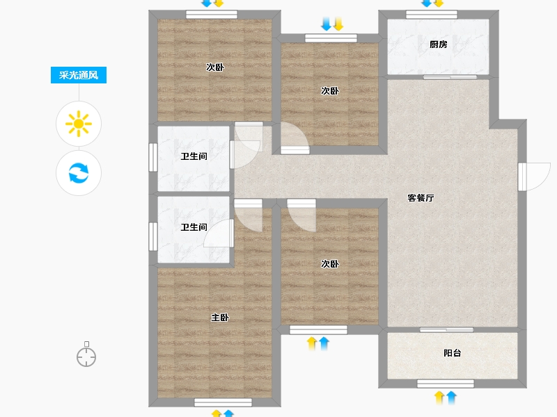 河北省-邯郸市-安居合城府-106.98-户型库-采光通风