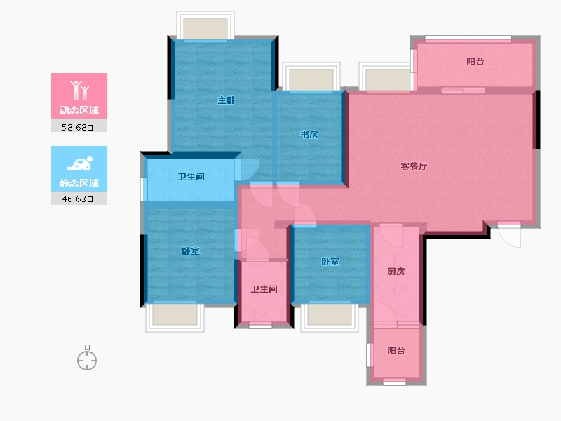 四川省-成都市-禹通宝誉府-98.40-户型库-动静分区