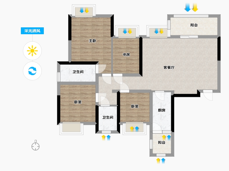 四川省-成都市-禹通宝誉府-98.40-户型库-采光通风