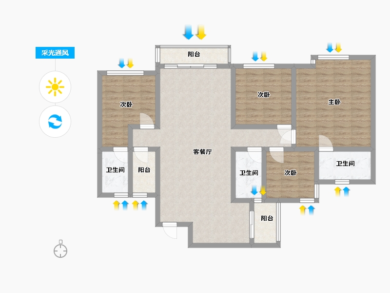 广东省-广州市-顺德碧桂园东苑-130.00-户型库-采光通风