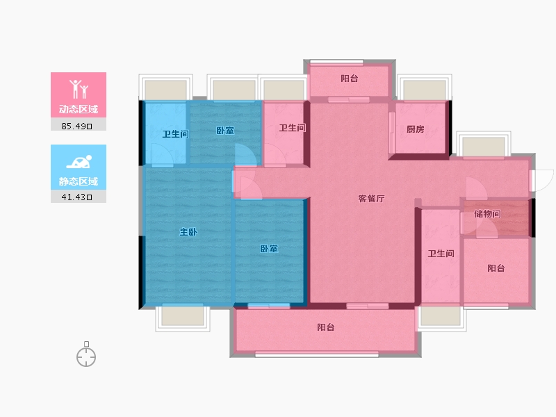 广东省-广州市-碧桂园凤凰湾-114.81-户型库-动静分区