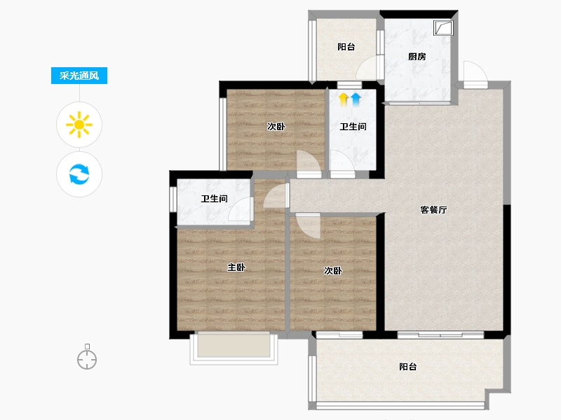 广西壮族自治区-钦州市-光大悦湖云邸-90.40-户型库-采光通风