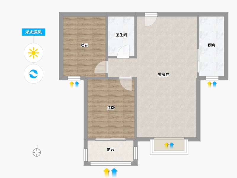 河北省-石家庄市-玉龙小区-72.52-户型库-采光通风