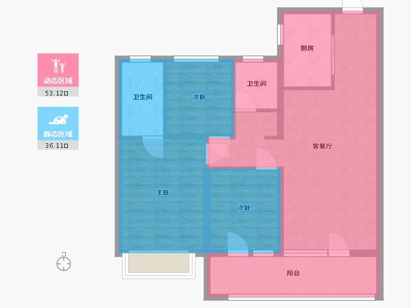 山东省-潍坊市-中南珑悦-84.19-户型库-动静分区