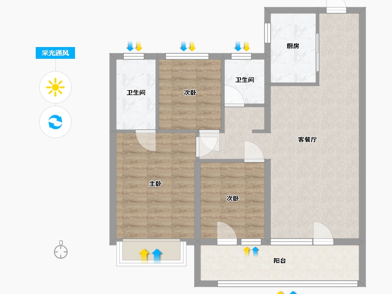 山东省-潍坊市-中南珑悦-84.19-户型库-采光通风