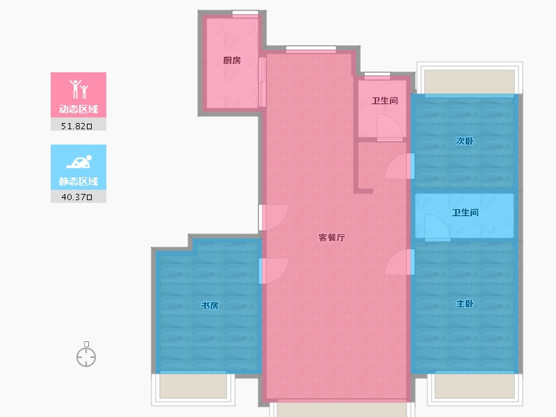 黑龙江省-佳木斯市-华强幸福里-94.98-户型库-动静分区