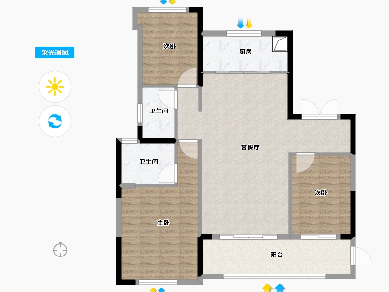 福建省-福州市-名城紫金轩-106.89-户型库-采光通风