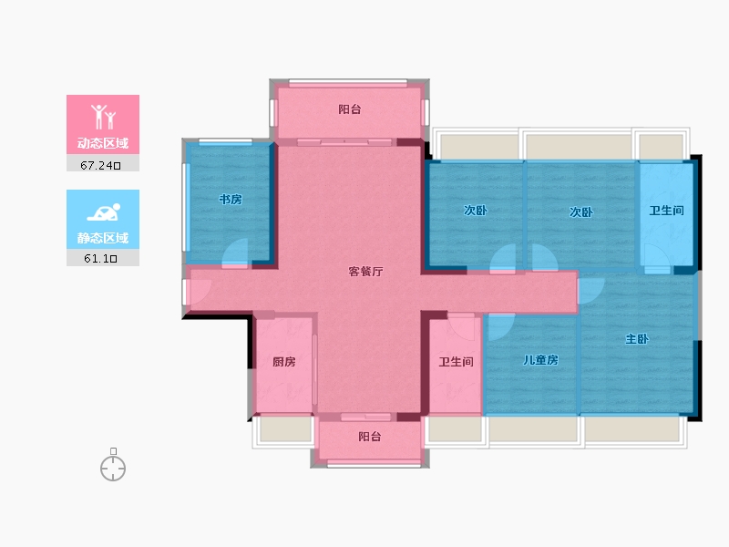 广西壮族自治区-钦州市-晨华城市广场-113.10-户型库-动静分区