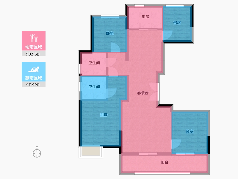 浙江省-宁波市-文辰府-102.40-户型库-动静分区