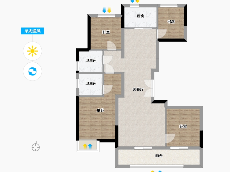 浙江省-宁波市-文辰府-102.40-户型库-采光通风