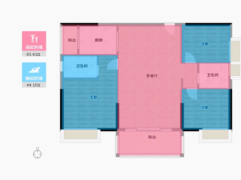 广东省-广州市-龙伏宏裕花园-98.40-户型库-动静分区