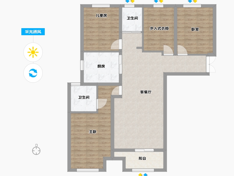 河南省-郑州市-威龙中心城-78.40-户型库-采光通风