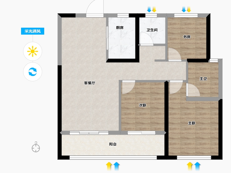 陕西省-宝鸡市-高新序-83.14-户型库-采光通风