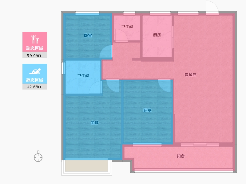 浙江省-绍兴市-水韵蓝湾-92.03-户型库-动静分区