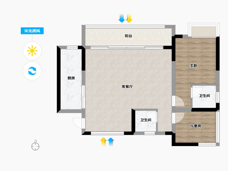 四川省-内江市-嘉宏·未来城-74.92-户型库-采光通风