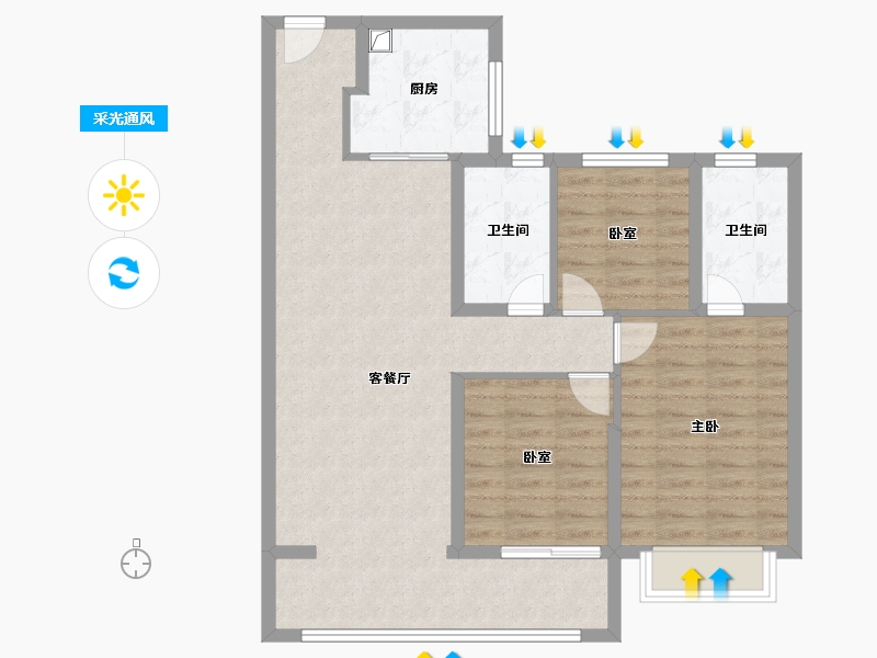 江苏省-南京市-华润置地中心·云上润府-86.40-户型库-采光通风