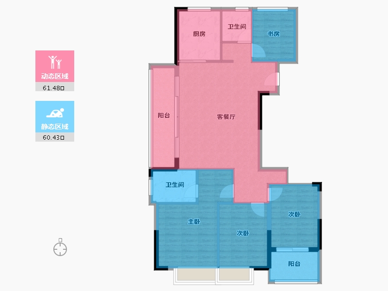 浙江省-宁波市-万科·观澜映象-111.00-户型库-动静分区