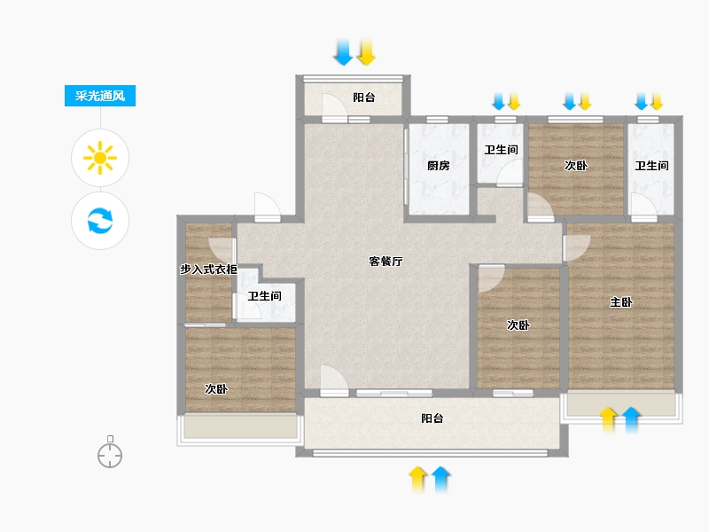 山东省-滨州市-富海观岳-134.28-户型库-采光通风