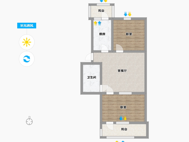 北京-北京市-清源东里-67.20-户型库-采光通风