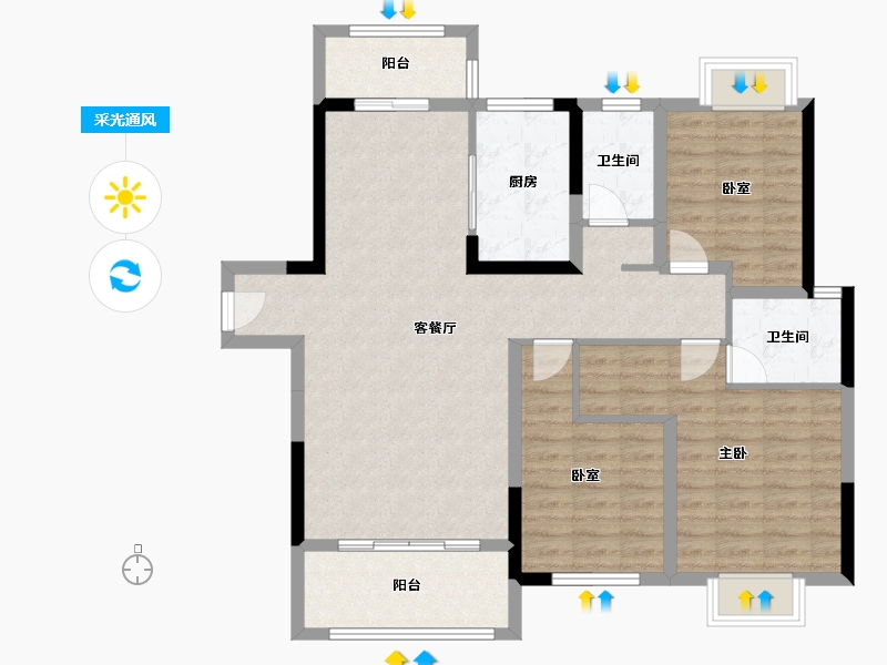 湖南省-永州市-北美枫景-101.58-户型库-采光通风