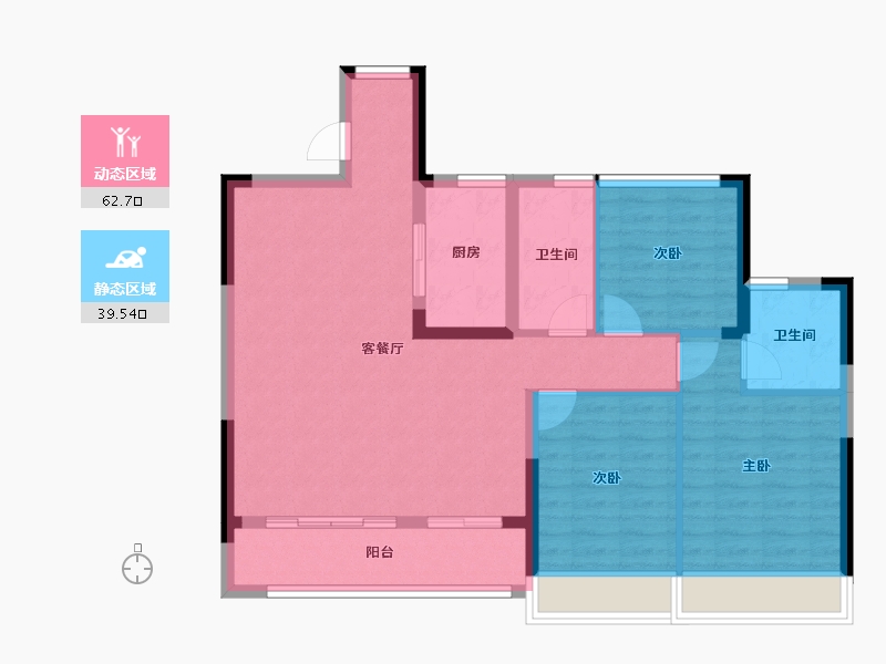 浙江省-台州市-经开蓝城·江上云起-92.15-户型库-动静分区