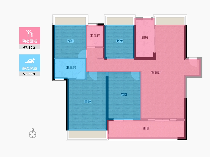 湖北省-武汉市-融创静雲府-113.86-户型库-动静分区