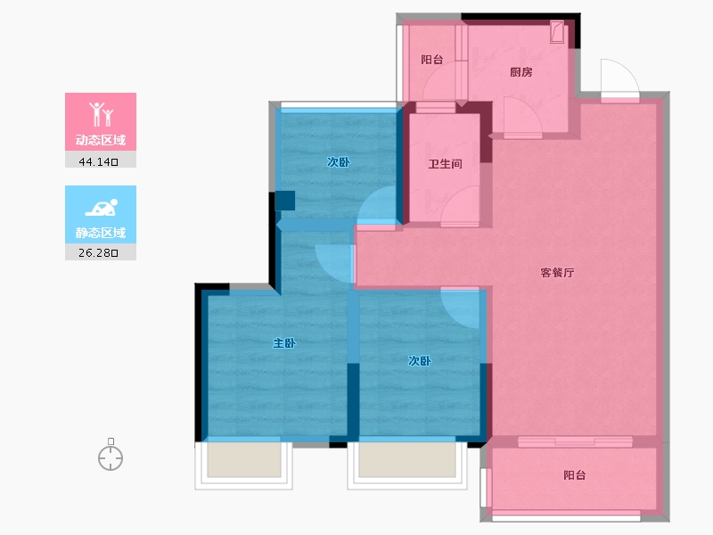 四川省-内江市-嘉宏·未来城-61.38-户型库-动静分区