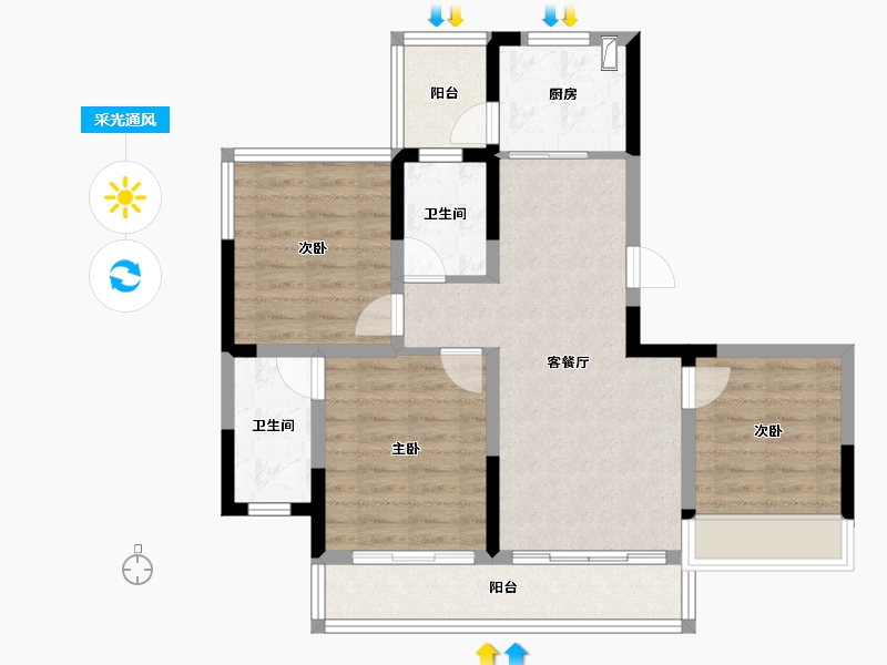 四川省-绵阳市-臻溪叠院-78.53-户型库-采光通风