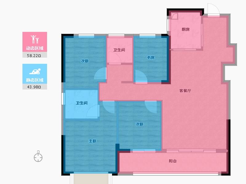 浙江省-宁波市-华润置地·润樾-92.22-户型库-动静分区