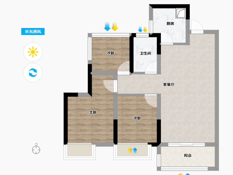 四川省-内江市-嘉宏·未来城-62.44-户型库-采光通风