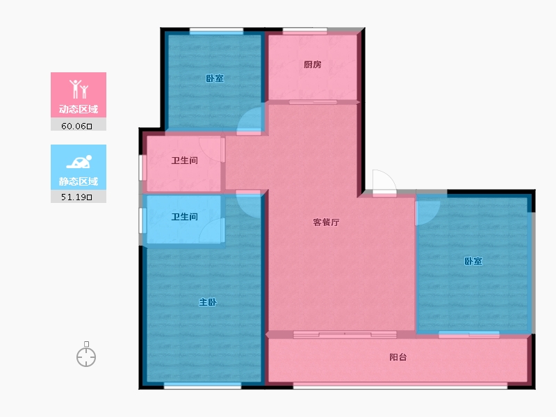 陕西省-宝鸡市-高新序-100.80-户型库-动静分区