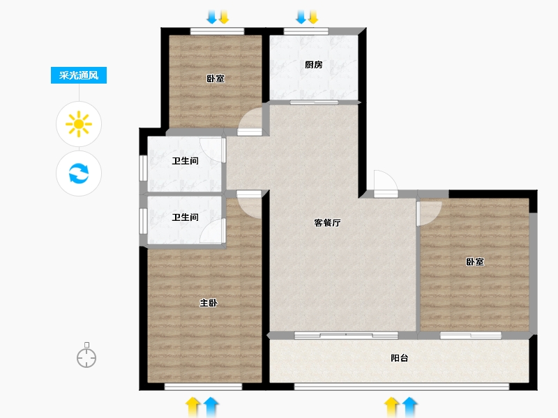 陕西省-宝鸡市-高新序-100.80-户型库-采光通风