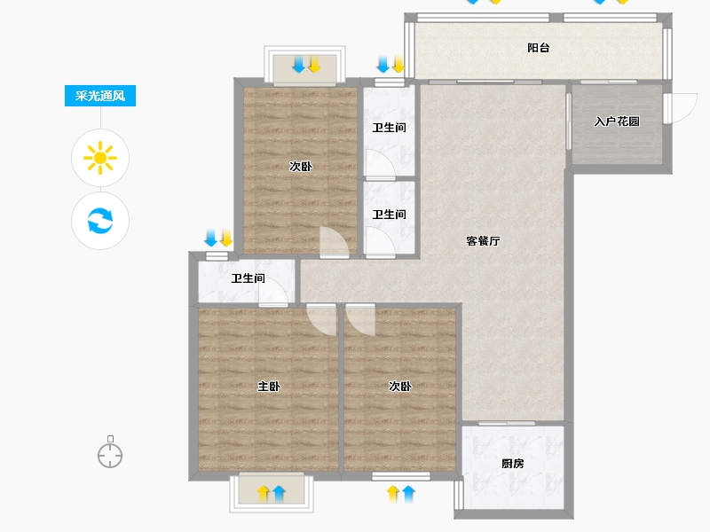 湖南省-衡阳市-财富嘉苑-118.24-户型库-采光通风