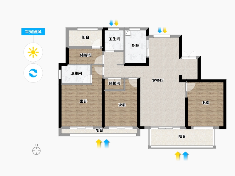 浙江省-温州市-水头·江南壹号院-112.00-户型库-采光通风