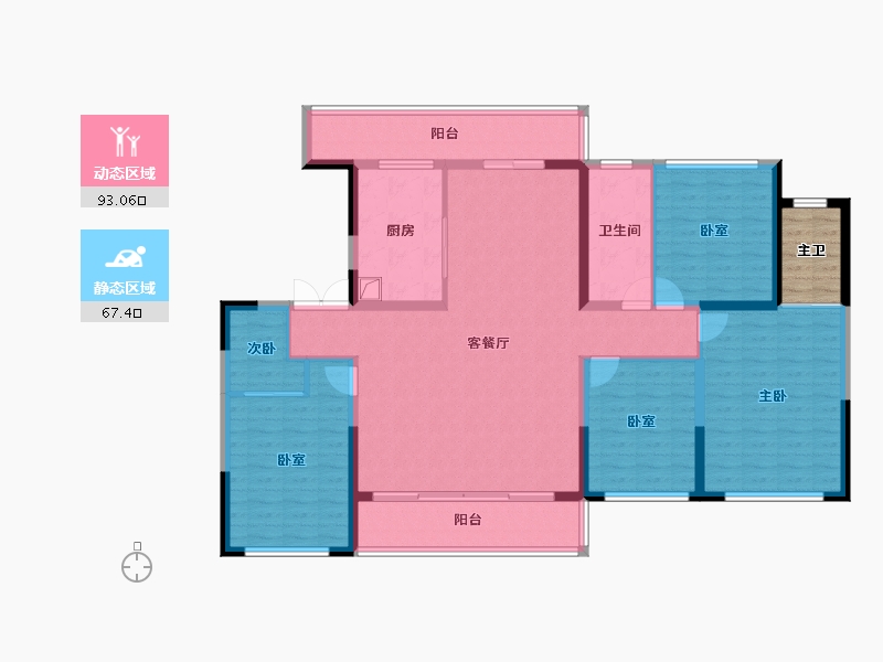 陕西省-宝鸡市-高新序-149.52-户型库-动静分区