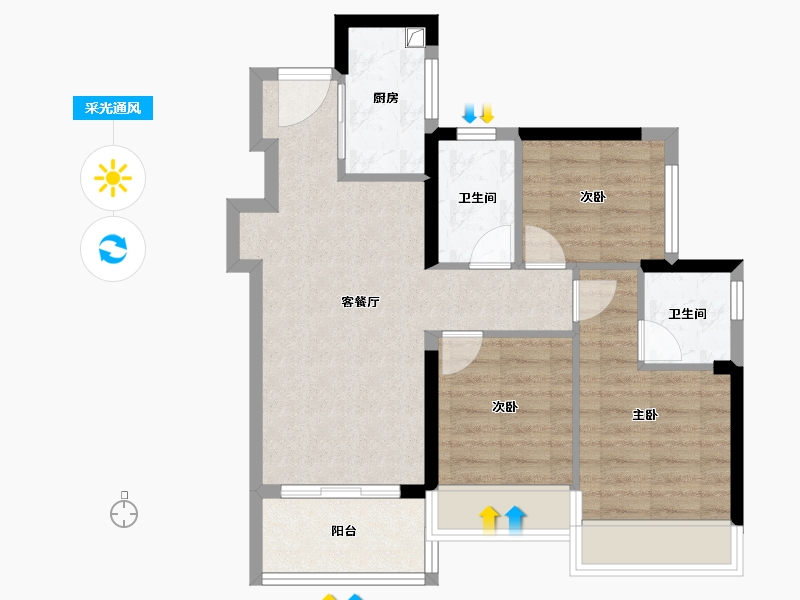 广东省-深圳市-坪山城投·鸿鹄里-66.56-户型库-采光通风