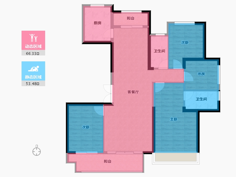 陕西省-西安市-绿城蘭园-108.17-户型库-动静分区