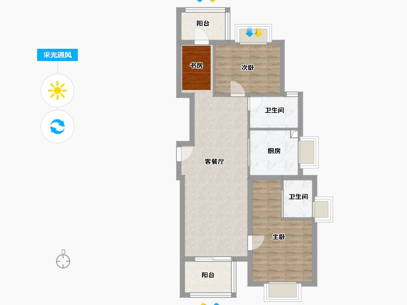 上海-上海市-天安1号-79.29-户型库-采光通风