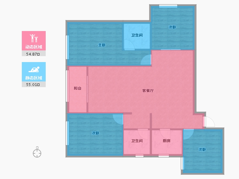 吉林省-延边朝鲜族自治州-嘉年华公馆·大千城二期-100.71-户型库-动静分区