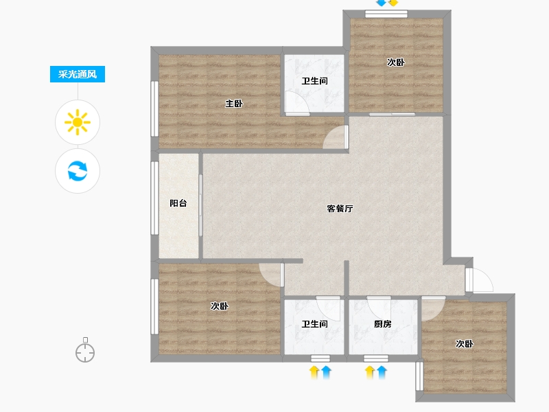 吉林省-延边朝鲜族自治州-嘉年华公馆·大千城二期-100.71-户型库-采光通风