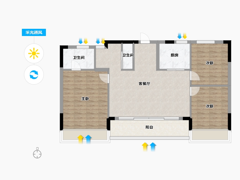 浙江省-金华市-蓝城天玥-85.00-户型库-采光通风