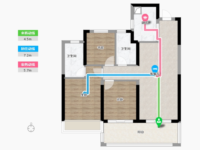 河南省-郑州市-谦祥·雲栖-77.60-户型库-动静线