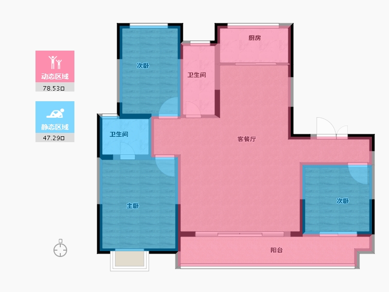 陕西省-西安市-金开·观唐府-113.60-户型库-动静分区